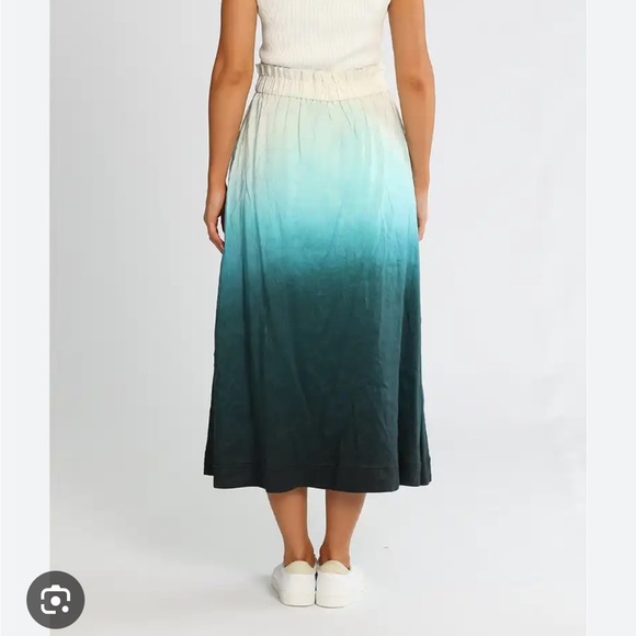 Aje Cosmos Midi Skirt Handpainted Teal Ombre - Picture 5 of 8